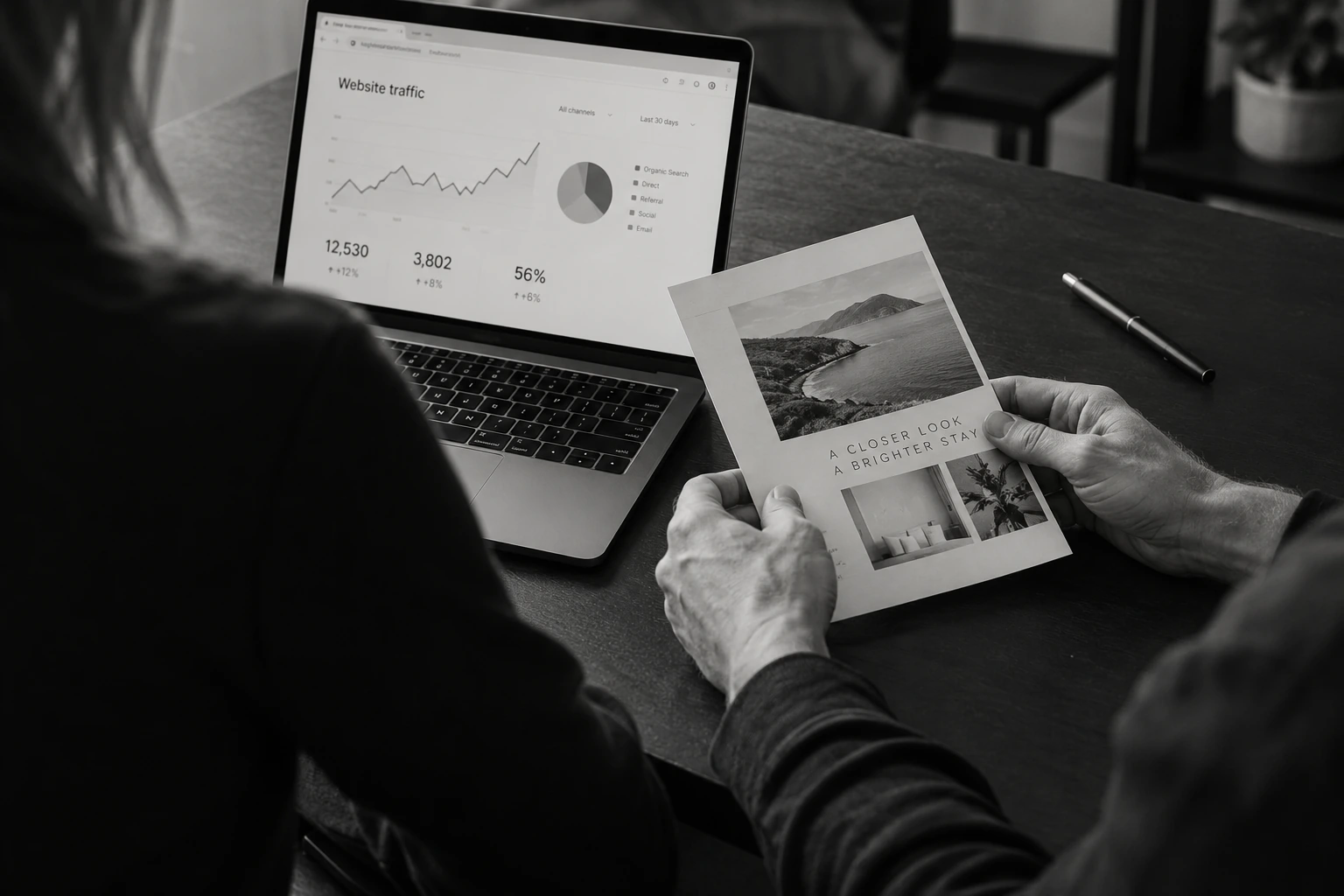 Reviewing an existing campaign and website traffic together.